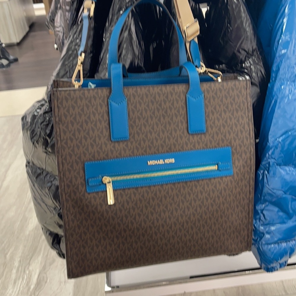 MICHAEL KORS KENLY LARGE NS GRAPHIC LOGO TOTE SATCHEL SHOULDER BAGMK SIGNATURE - Picture 4 of 16